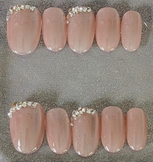 Nude Elegance Rhinestone Press-On Nail