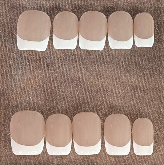 Taupe French Square Press-On Nail
