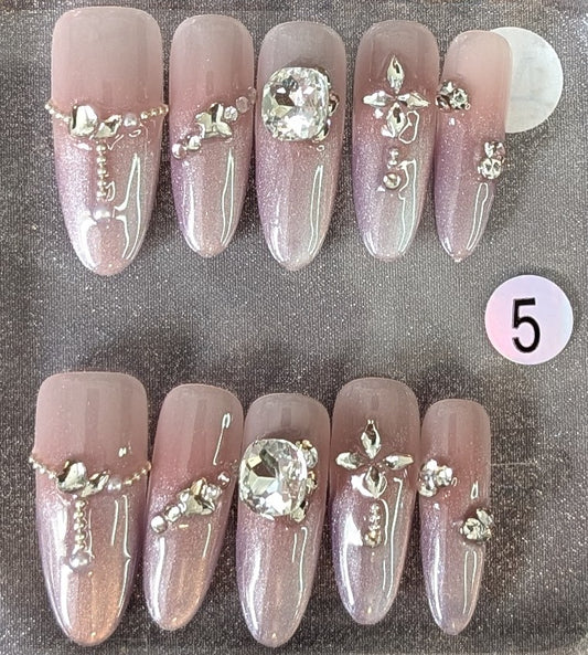 Pink Diamond Glam Press-On Nail Set – Style #5