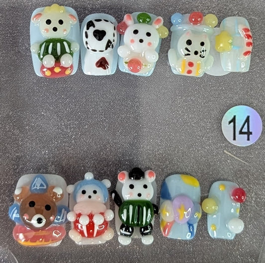 3D Kawaii Animal Press-On Nail Set