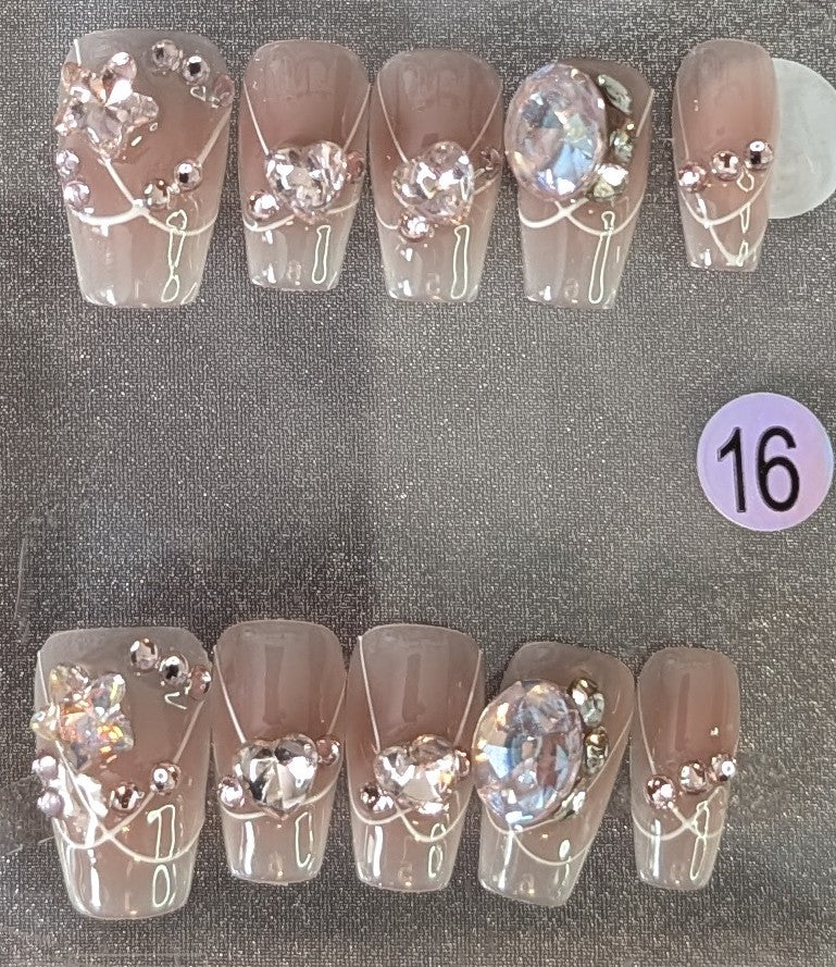 Crystal Luxe Nude Press-On Nails