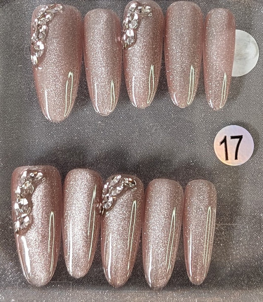 Mocha Sparkle Glam Press-On Nails