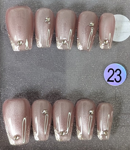 Rose Mocha Spark Press-On Nails