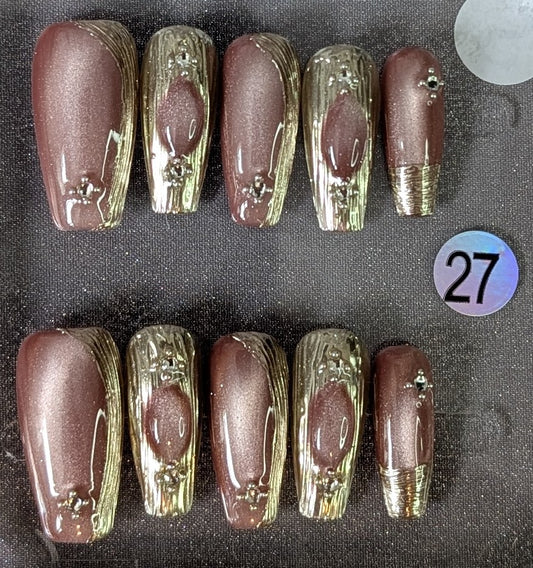 Mocha Gold Luxe Press-On Nails