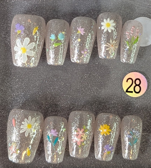 Spring Garden Glitter Press-On Nails