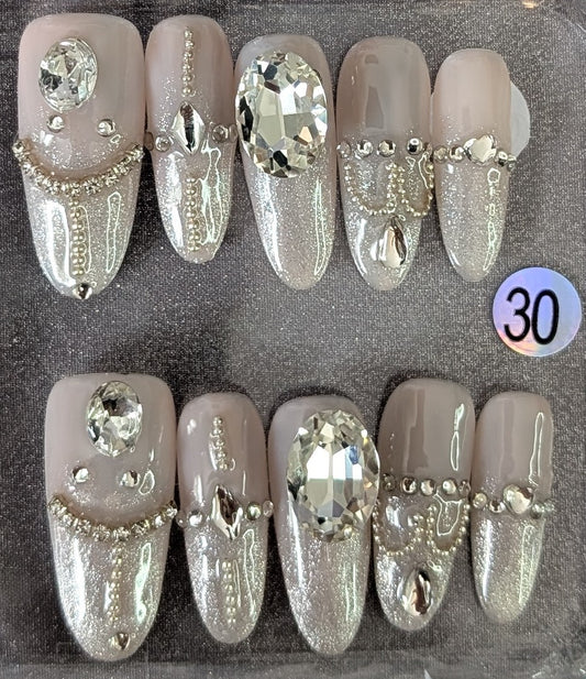 Silver Luxe Rhinestone Press-On Nails