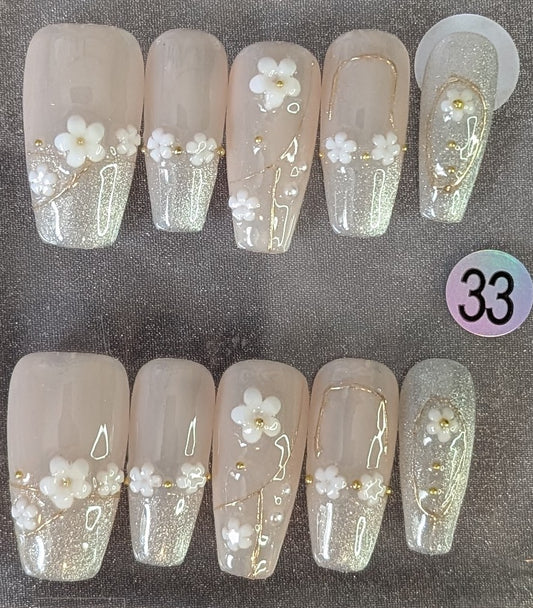 Blush Blossom Glitter Press-On Nails