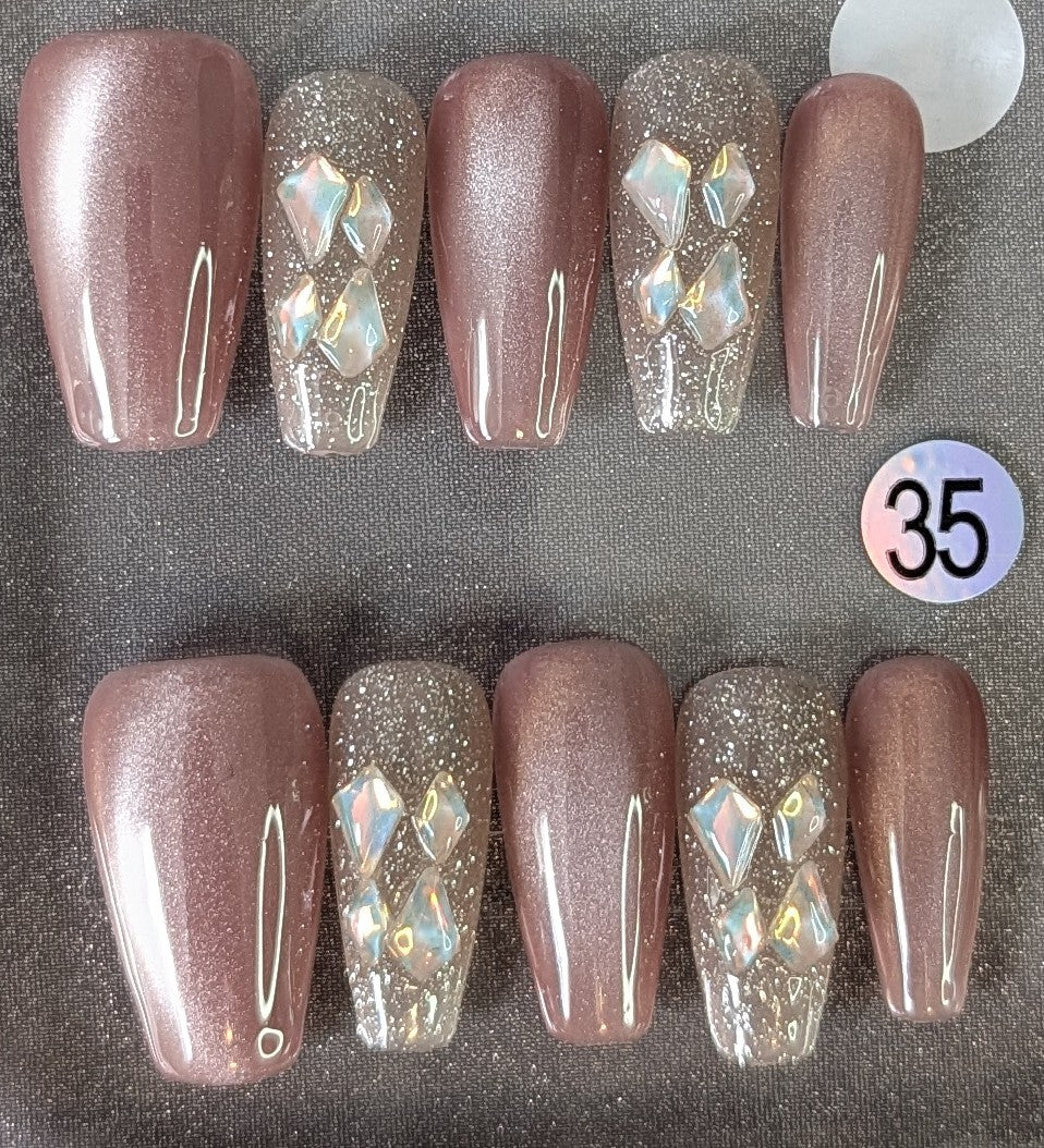 Elegant Mocha Shimmer Press-On Nails