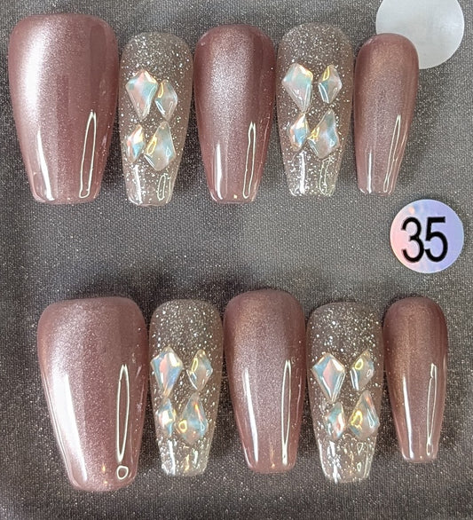 Elegant Mocha Shimmer Press-On Nails