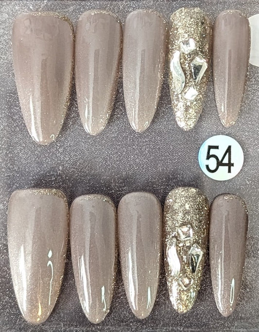 Set #54 – Mocha Luxe Glitter Nails