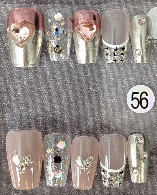 Set #56 – Chrome Heart Accent Nails