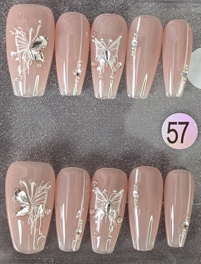 Crystal Butterfly Press-On Nail Set – Style #57