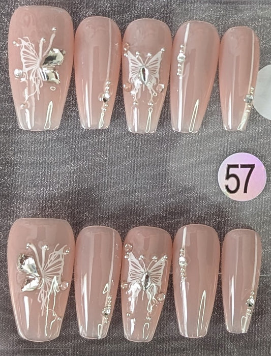 Crystal Butterfly Press-On Nail Set – Style #57
