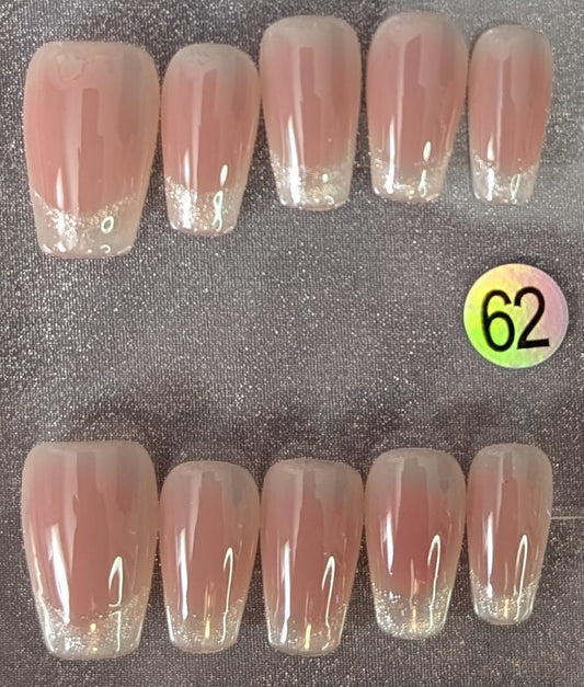 Classic Nude Sparkle Press-On Nail Set – Style #62