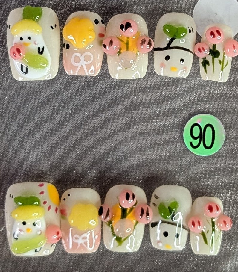 Spring Garden Kawaii Press-On Nail Set – Style #90