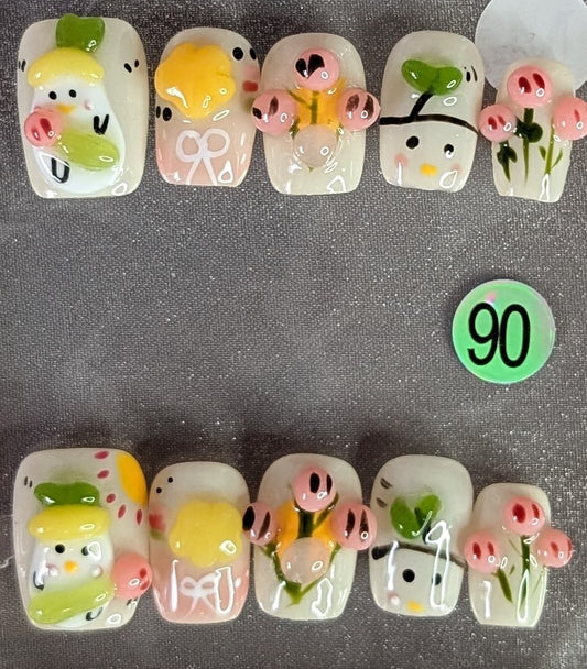 Spring Garden Kawaii Press-On Nail Set – Style #90