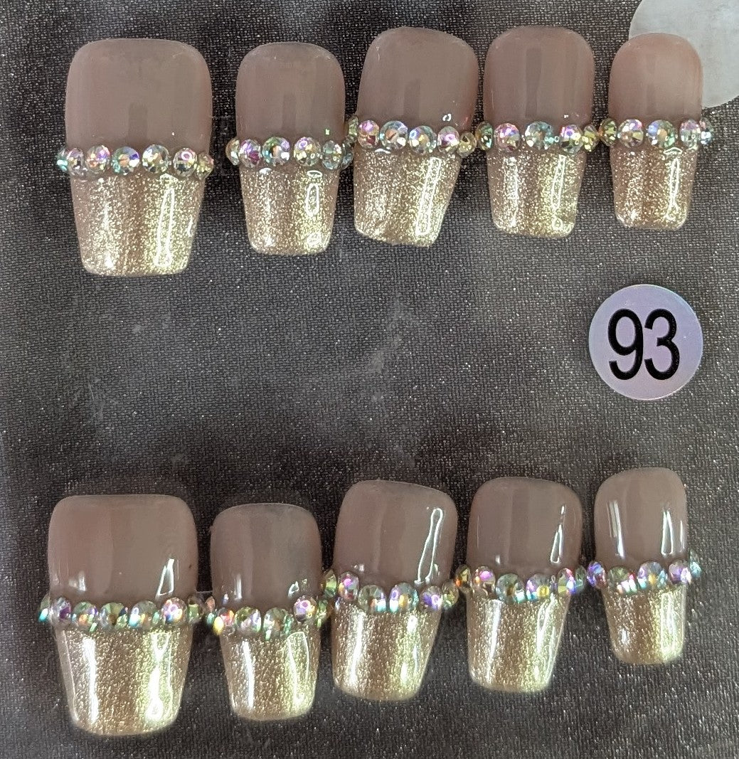 Glam Champagne Rhinestone Press-On Nails