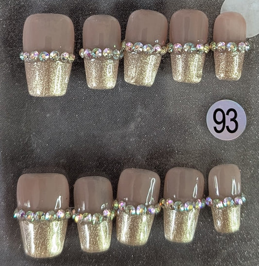Glam Champagne Rhinestone Press-On Nails