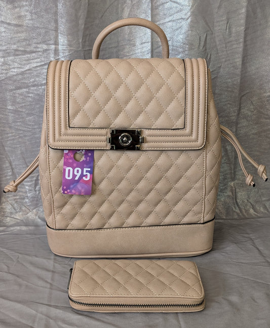 Quilted Convertible Backpack & Wallet Set