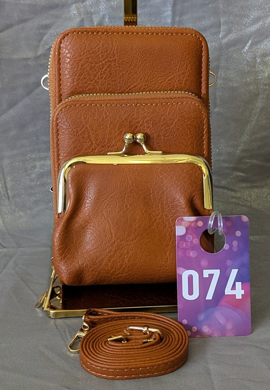 Multi-Pocket Crossbody Wallet Bag – Caramel Brown