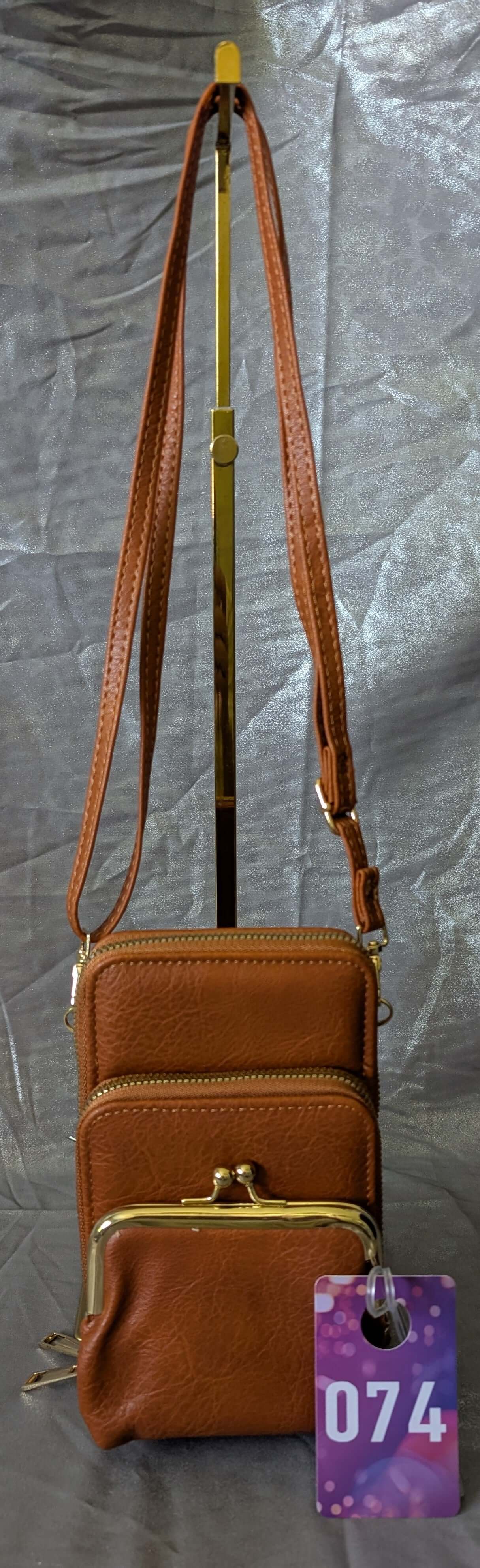 Multi-Pocket Crossbody Wallet Bag – Caramel Brown