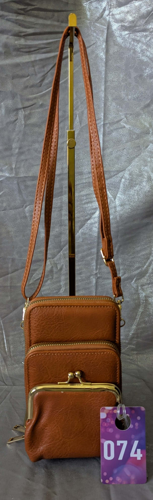 Multi-Pocket Crossbody Wallet Bag – Caramel Brown