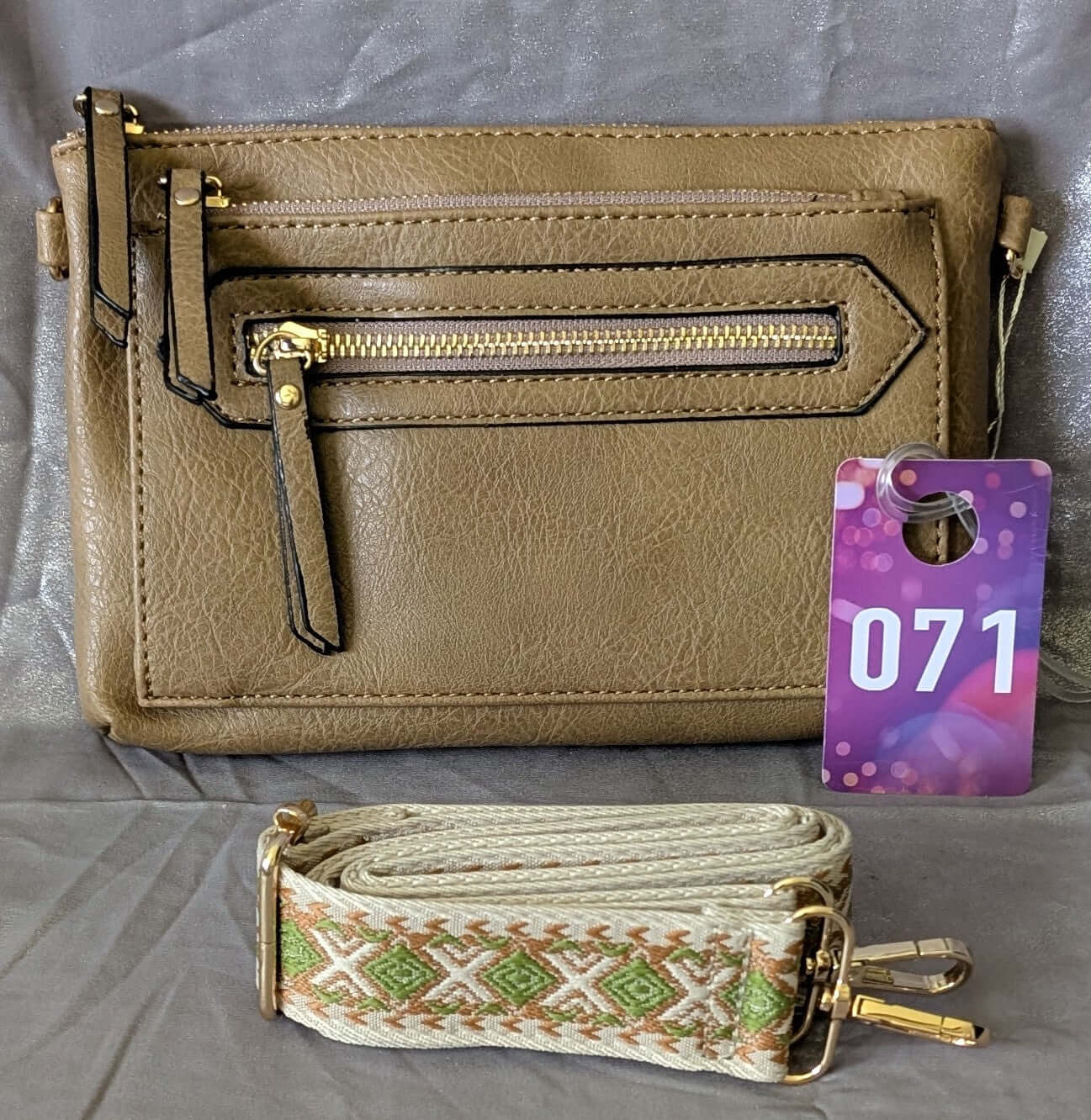 Crossbody Clutch Bag with Embroidered Strap