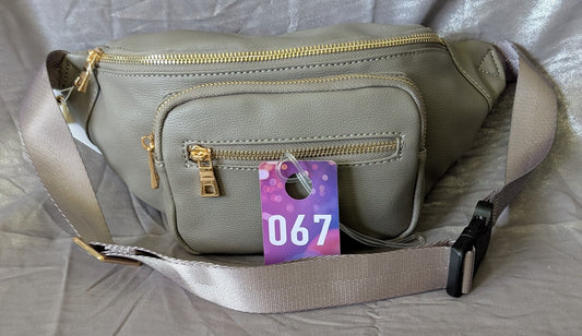 Taupe Faux Leather Belt Bag