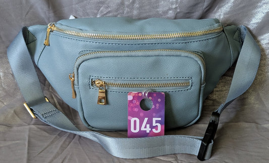 Dusty Blue Faux Leather Belt Bag