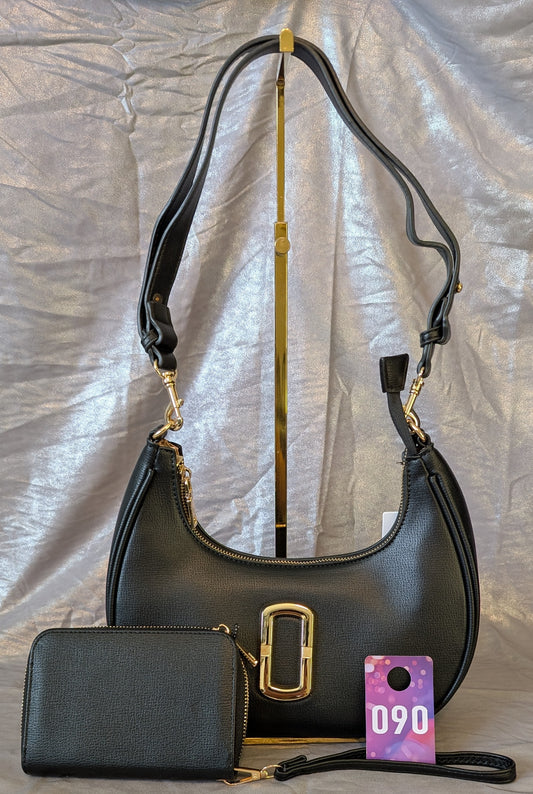 Black Gold Accent Shoulder Bag Set