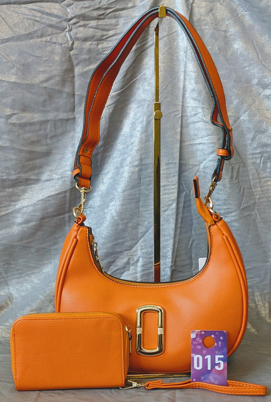 Orange Gold Accent Shoulder Bag Set