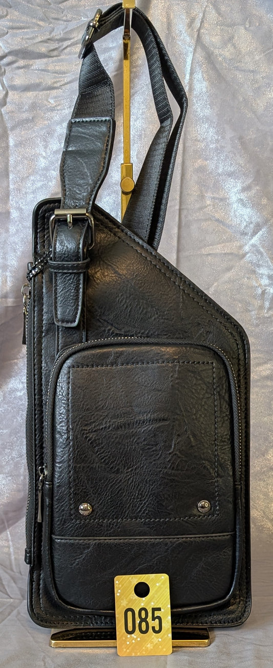 Black Leather Crossbody Sling Bag