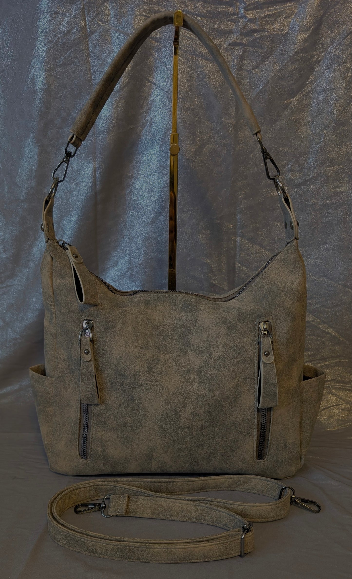 Soft-Touch Washed Faux Leather Shoulder Bag