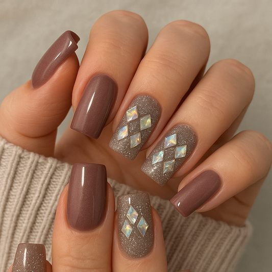 Elegant Mocha Shimmer Press-On Nails