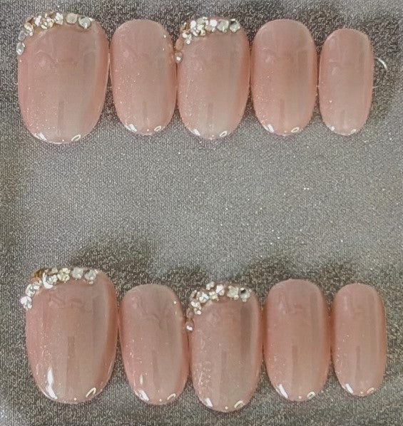 Nude Elegance Rhinestone Press-On Nail