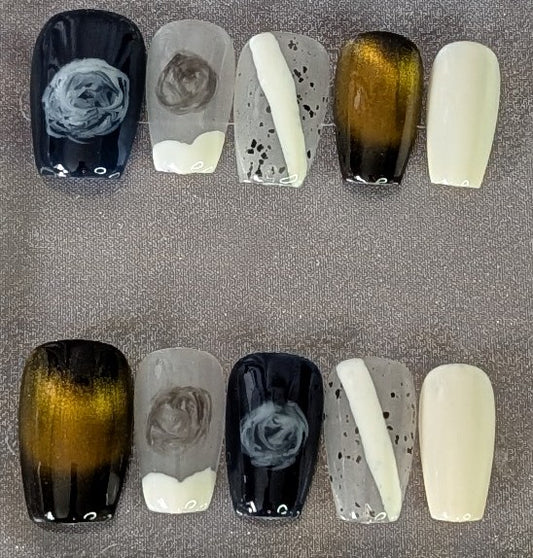 Golden Smoke Marble Press-On Nails