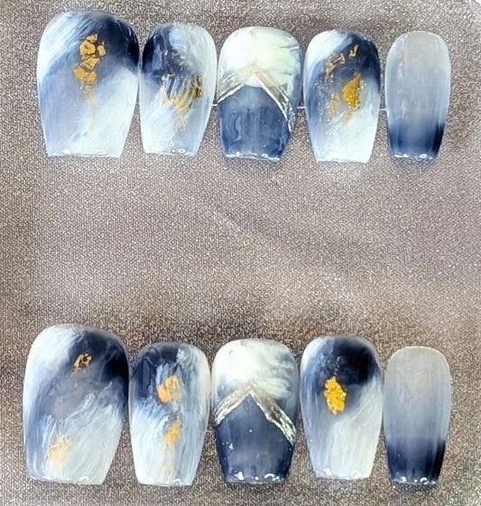 Midnight Marble Luxe Press-On Nails | Beauty Fixx
