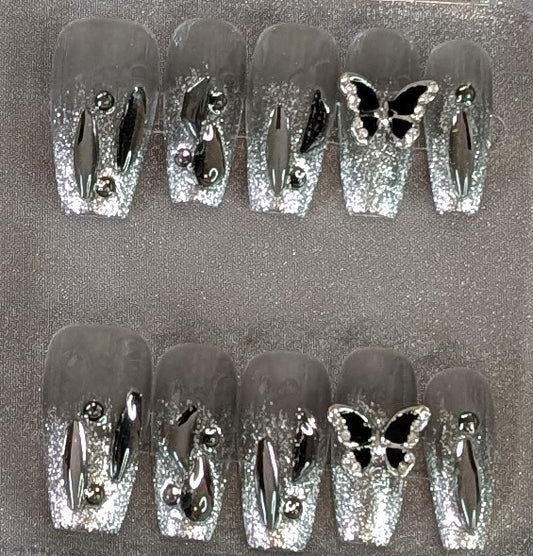 Midnight Butterfly Press-On Nails | Beauty Fixx