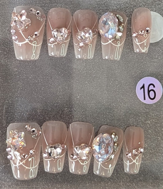 Crystal Luxe Nude Press-On Nails