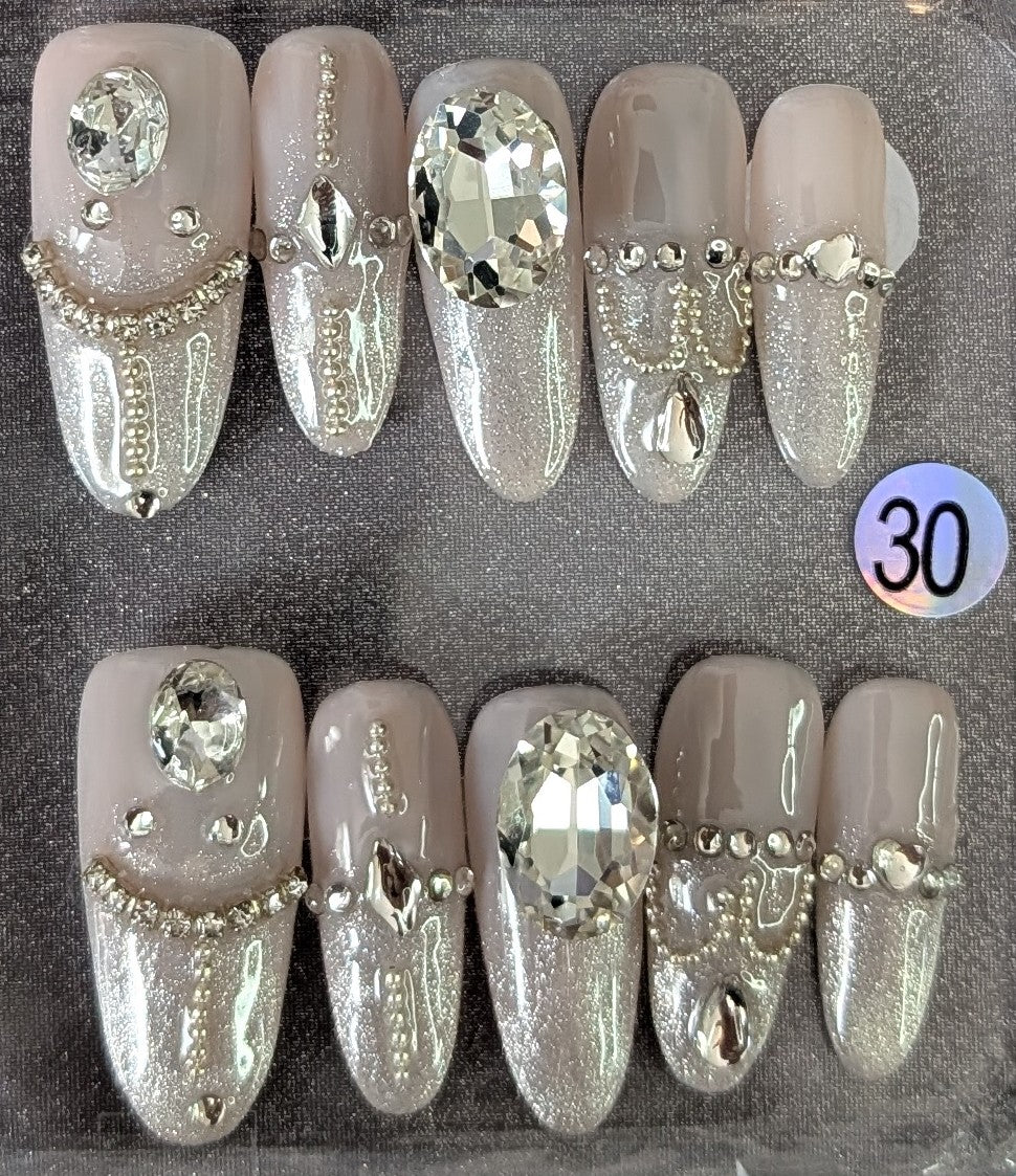 Silver Luxe Rhinestone Press-On Nails