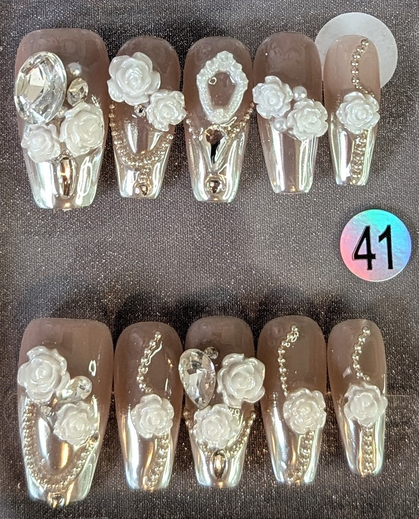 Pearl Rose Elegance Press-On Nails