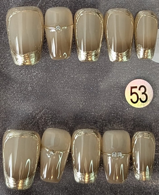 Set #53 – Mocha Gold Luxe Press-On Nails