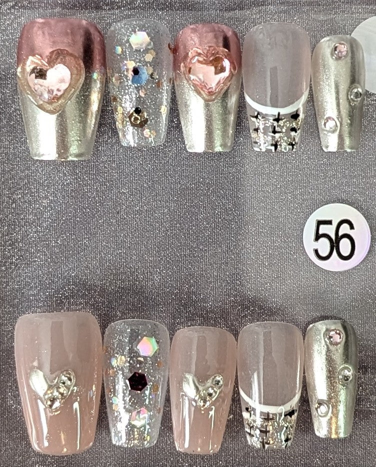 Set #56 – Chrome Heart Accent Nails