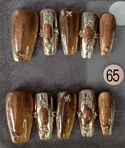 Bronze Chrome Luxe Press-On Nail Set – Style #65