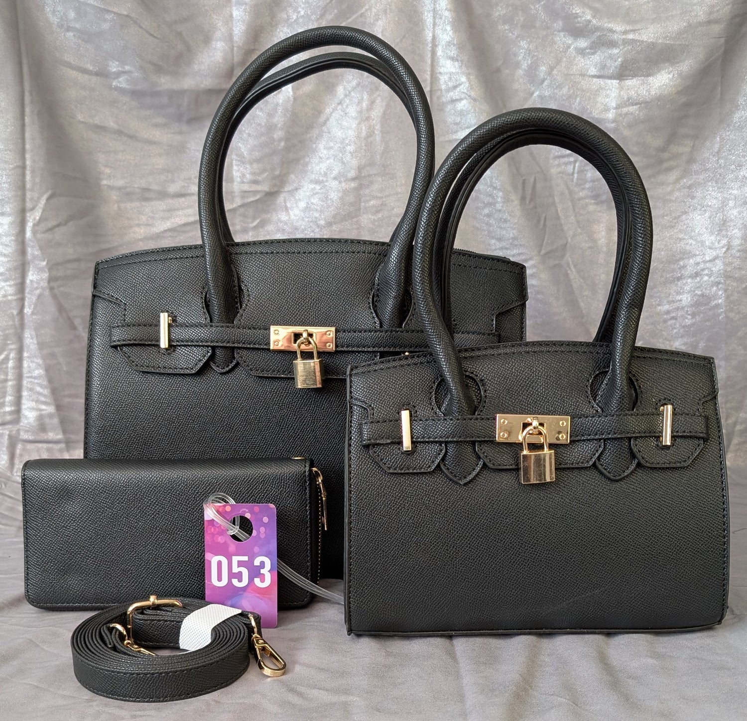 Black Lock Charm 3-Piece Bag Set