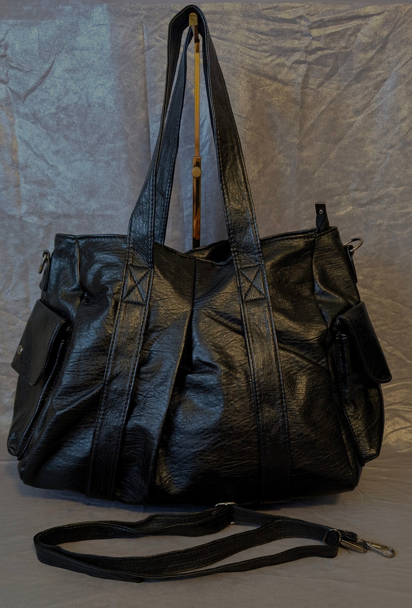 Black Oversized Utility Shoulder Bag
